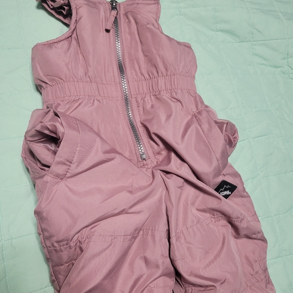 Pink Puffer Snow Pant Snowbib Snowsuit Insulated Overalls, 12m - Picture 3 of 7